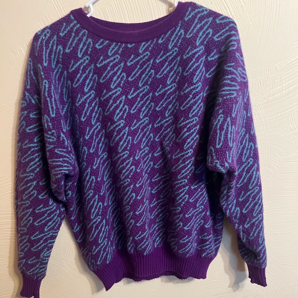 Benetton purple and blue retro sweater